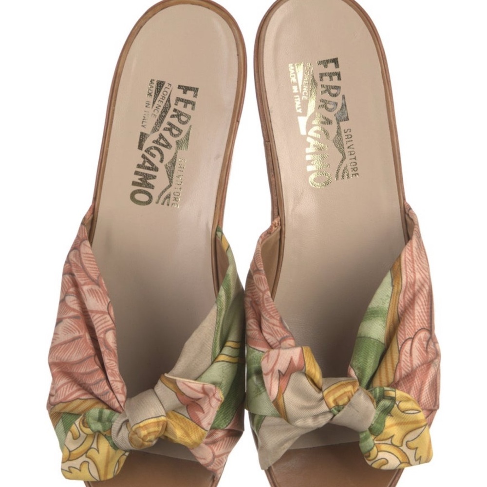 Salvatore Ferragamo Brown Tan Wedge Shoes